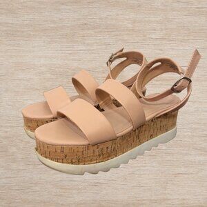 Madden Girl by Steve Madden Tan/White Platform Sandal Cork Women’s Size 6
